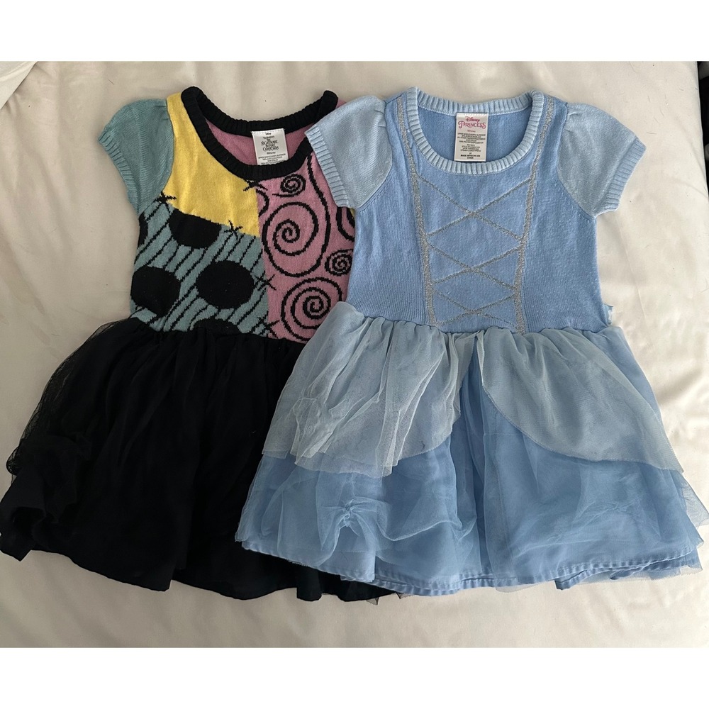 Disney Toddler Girls 3T Sweater Dress Lot Cinderella Sally Nightmare Before Xmas